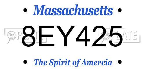 8EY425 Massachusetts License Plate