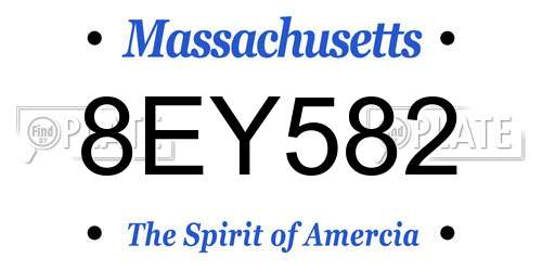 8EY582 Massachusetts License Plate