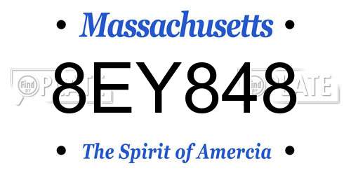 8EY848 Massachusetts License Plate