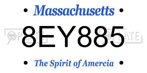 8EY885 Massachusetts License Plate