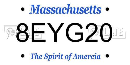 8EYG20 Massachusetts License Plate