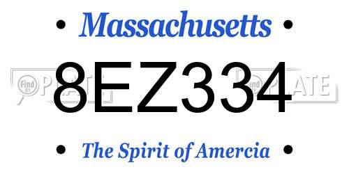 8EZ334 Massachusetts License Plate