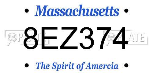 8EZ374 Massachusetts License Plate