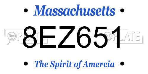 8EZ651 Massachusetts License Plate