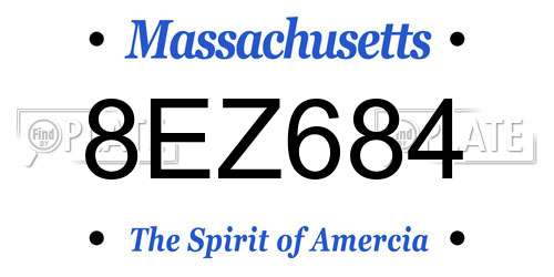 8EZ684 Massachusetts License Plate