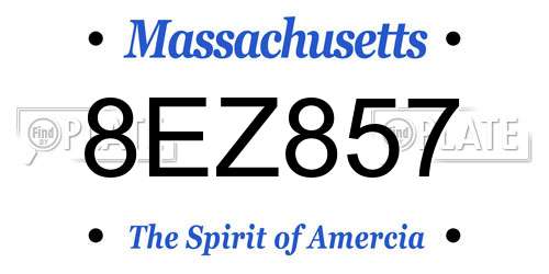 8EZ857 Massachusetts License Plate