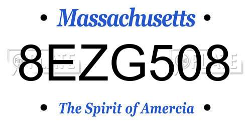 8EZG508 Massachusetts License Plate