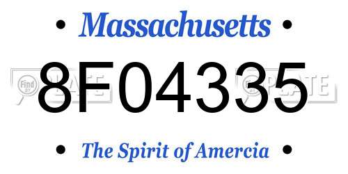 8F04335 Massachusetts License Plate