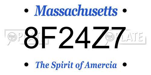 8F24Z7 Massachusetts License Plate