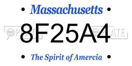 8F25A4 Massachusetts License Plate