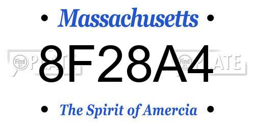8F28A4 Massachusetts License Plate