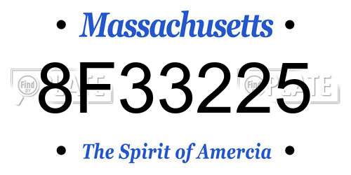8F33225 Massachusetts License Plate