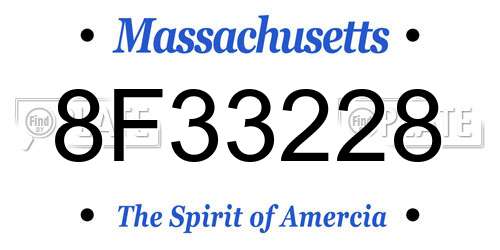 8F33228 Massachusetts License Plate