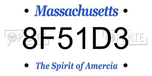8F51D3 Massachusetts License Plate