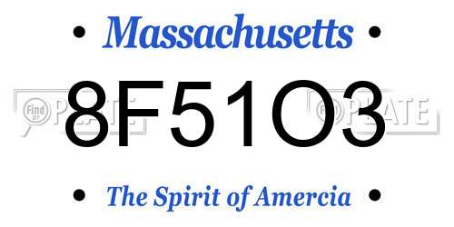 8F51O3 Massachusetts License Plate
