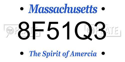 8F51Q3 Massachusetts License Plate