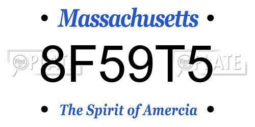 8F59T5 Massachusetts License Plate