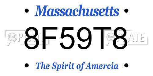 8F59T8 Massachusetts License Plate