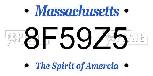 8F59Z5 Massachusetts License Plate
