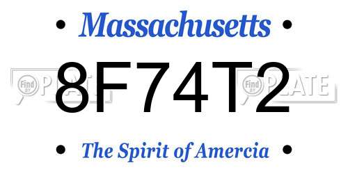 8F74T2 Massachusetts License Plate
