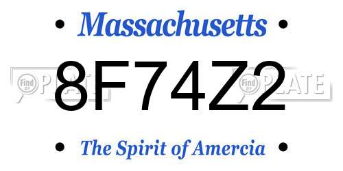 8F74Z2 Massachusetts License Plate