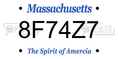 8F74Z7 Massachusetts License Plate