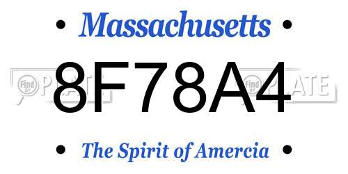 8F78A4 Massachusetts License Plate