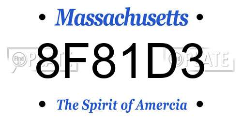8F81D3 Massachusetts License Plate