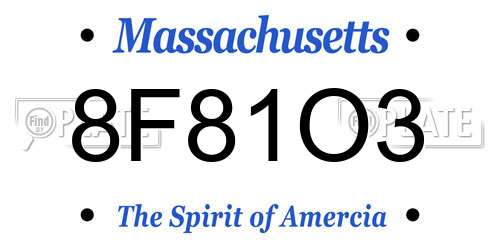 8F81O3 Massachusetts License Plate