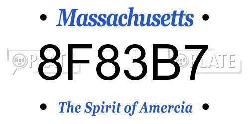 8F83B7 Massachusetts License Plate