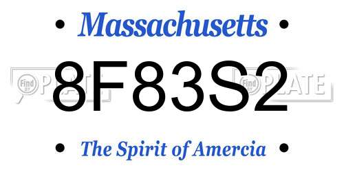 8F83S2 Massachusetts License Plate