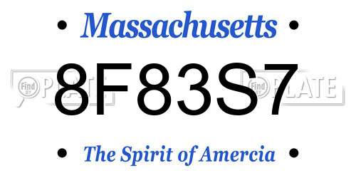 8F83S7 Massachusetts License Plate