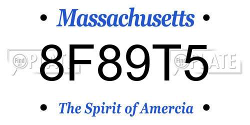 8F89T5 Massachusetts License Plate