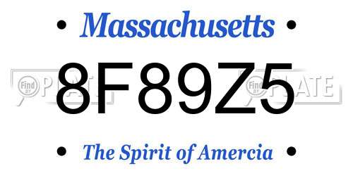8F89Z5 Massachusetts License Plate