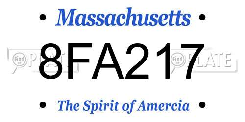 8FA217 Massachusetts License Plate