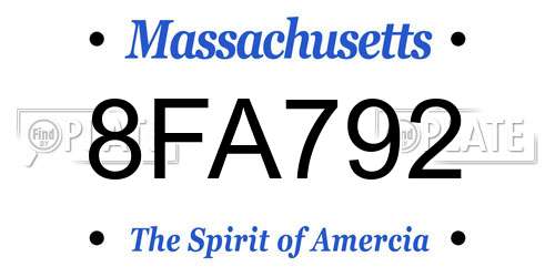 8FA792 Massachusetts License Plate