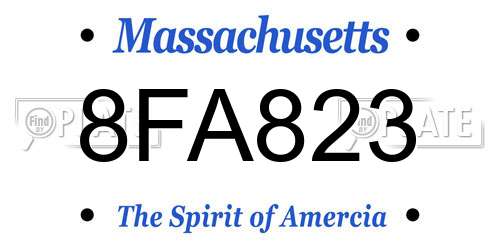 8FA823 Massachusetts License Plate