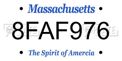 8FAF976 Massachusetts License Plate