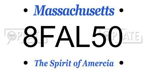 8FAL50 Massachusetts License Plate