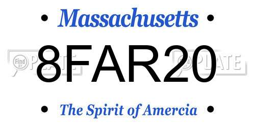 8FAR20 Massachusetts License Plate