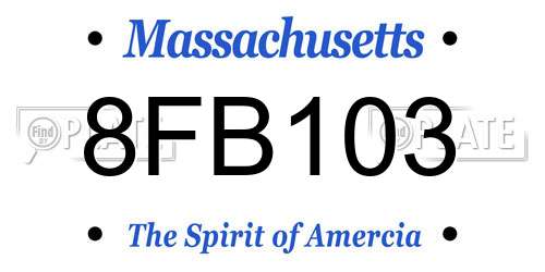 8FB103 Massachusetts License Plate