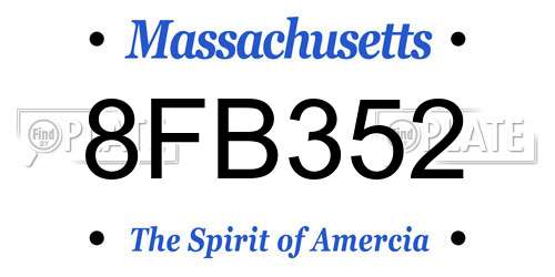 8FB352 Massachusetts License Plate
