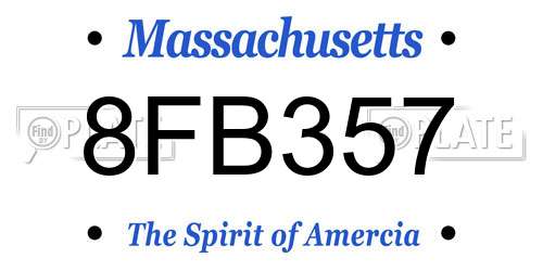 8FB357 Massachusetts License Plate