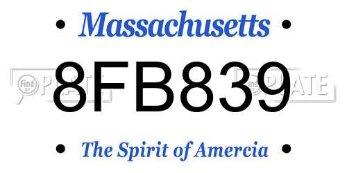 8FB839 Massachusetts License Plate