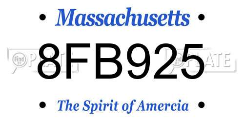 8FB925 Massachusetts License Plate