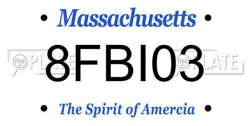 8FBI03 Massachusetts License Plate