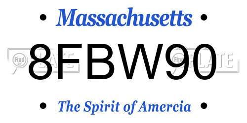 8FBW90 Massachusetts License Plate