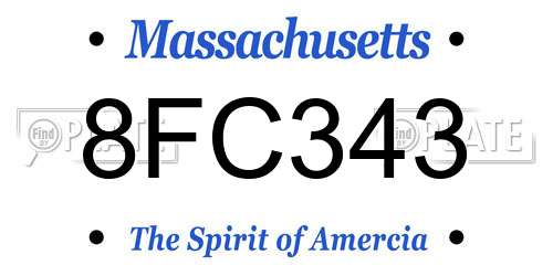 8FC343 Massachusetts License Plate