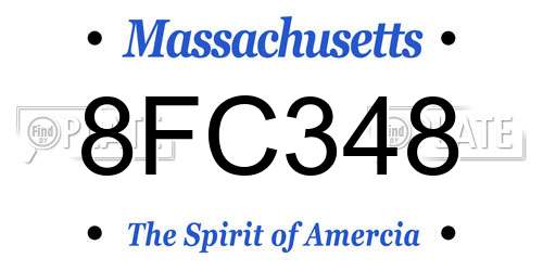 8FC348 Massachusetts License Plate