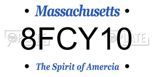8FCY10 Massachusetts License Plate
